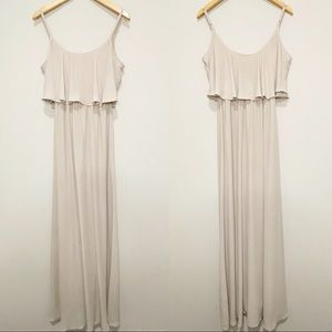 Show Me Your Mumu Tan Caitlin Ruffle Maxi Dress S